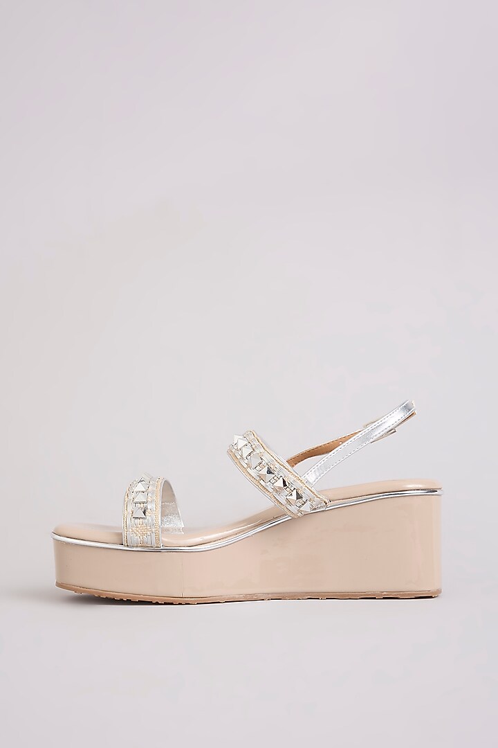 Silver Faux Leather Heels by Crimzon at Pernia's Pop Up Shop