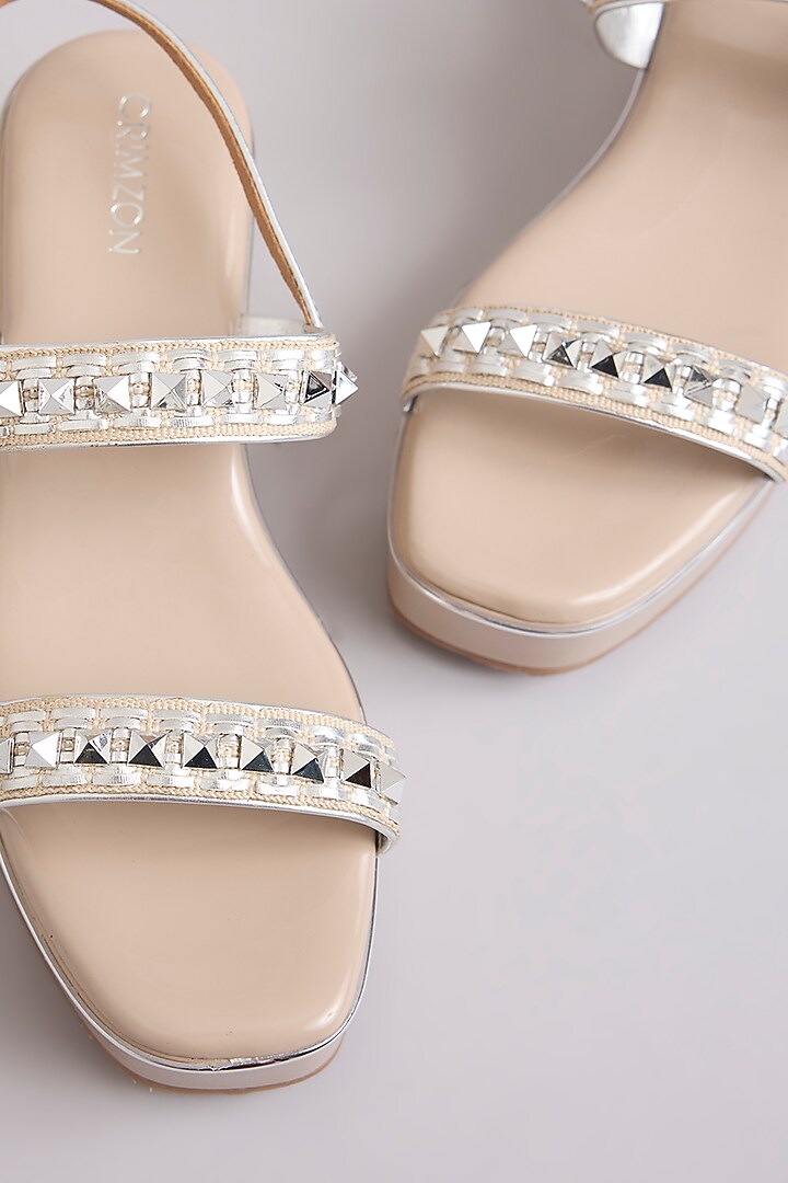 Silver Faux Leather Heels by Crimzon at Pernia's Pop Up Shop