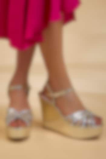 Gold & Silver Faux Leather Heels by Crimzon at Pernia's Pop Up Shop