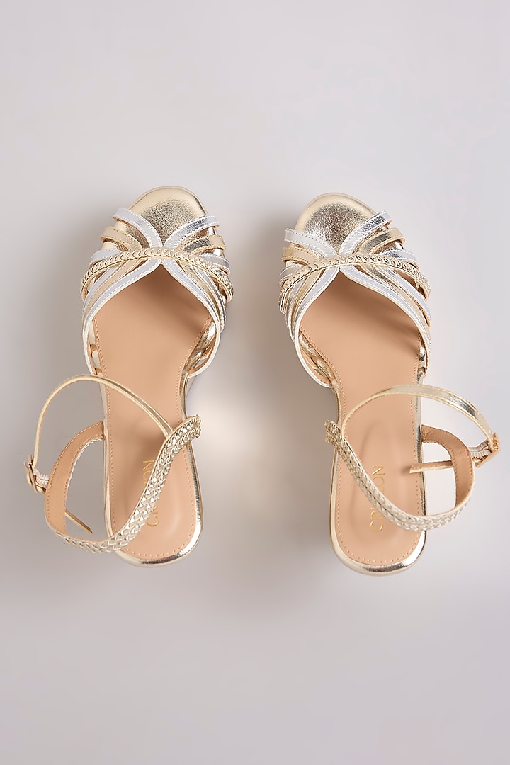 Gold & Silver Faux Leather Heels by Crimzon at Pernia's Pop Up Shop