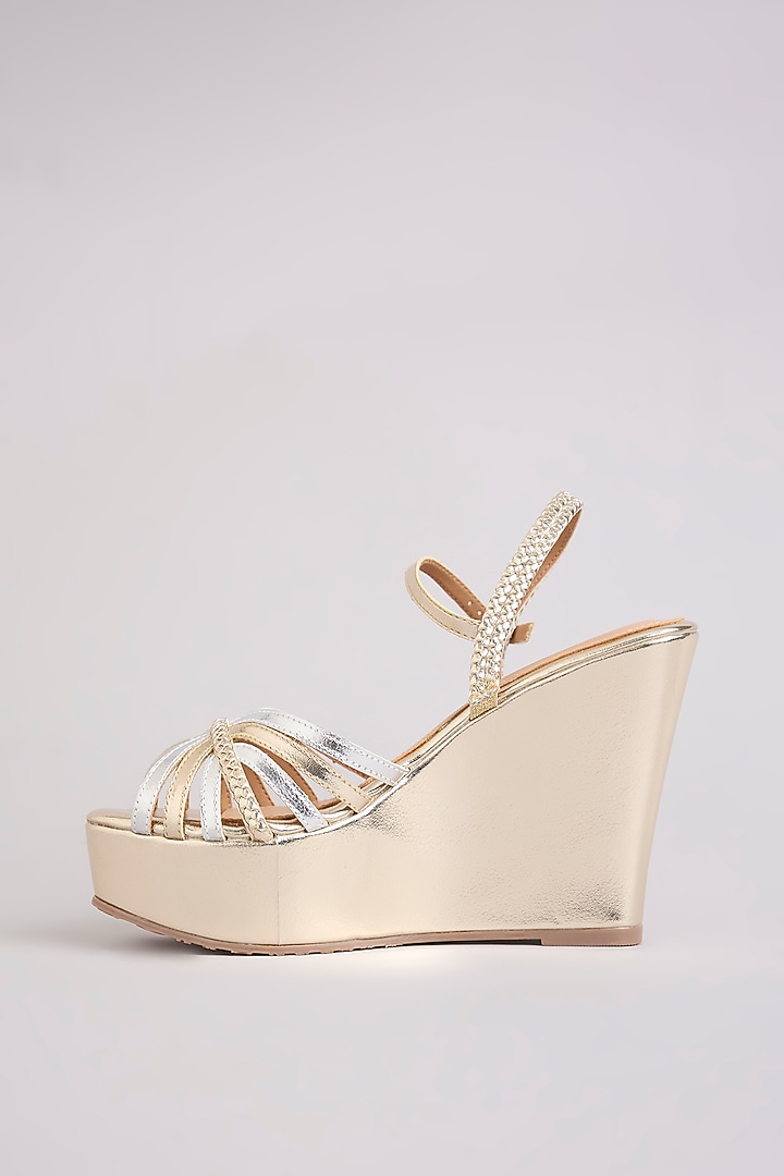 Gold & Silver Faux Leather Heels by Crimzon at Pernia's Pop Up Shop