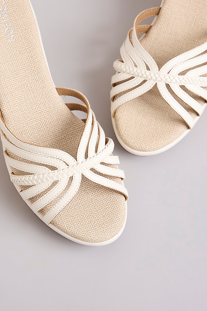 Ivory Faux Leather Heels by Crimzon at Pernia's Pop Up Shop