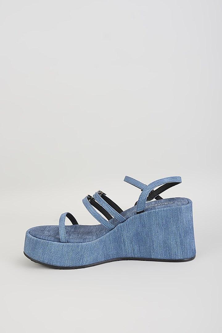 Blue Faux Leather Platform Heels by Crimzon at Pernia's Pop Up Shop