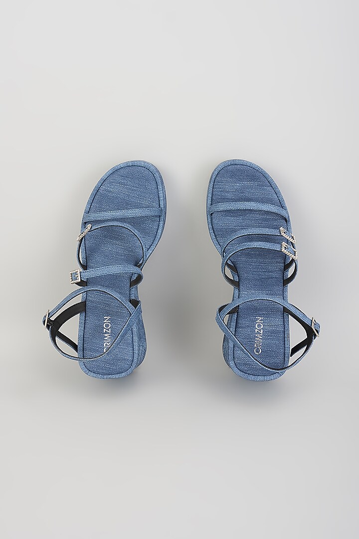 Blue Faux Leather Platform Heels by Crimzon at Pernia's Pop Up Shop