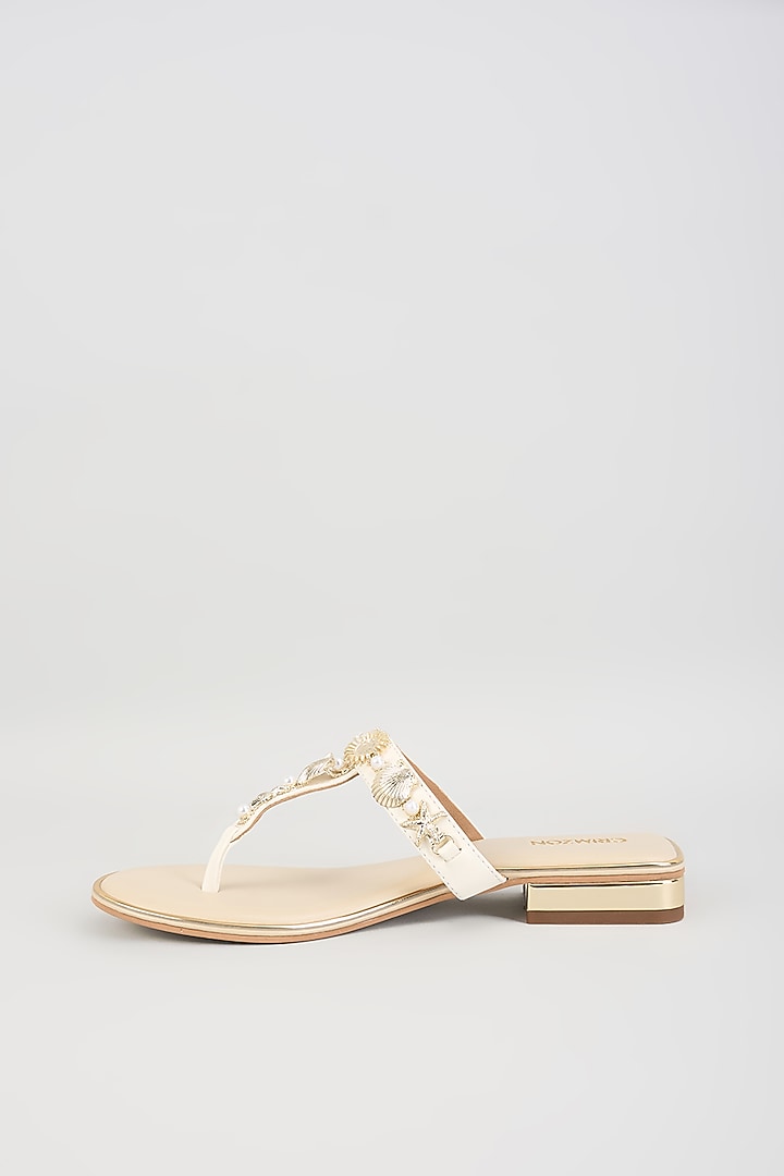 Ivory Faux Leather Flats by Crimzon at Pernia's Pop Up Shop