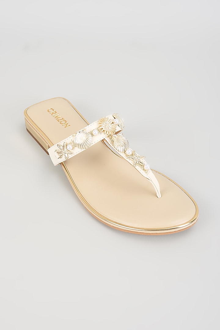 Ivory Faux Leather Flats by Crimzon at Pernia's Pop Up Shop