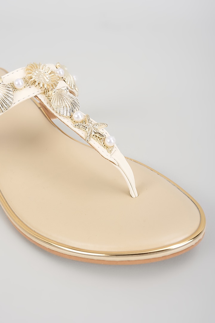 Ivory Faux Leather Flats by Crimzon at Pernia's Pop Up Shop