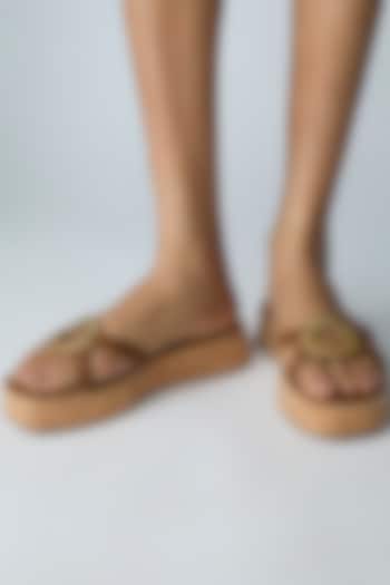 Tan Faux Leather Platform Heels by Crimzon at Pernia's Pop Up Shop