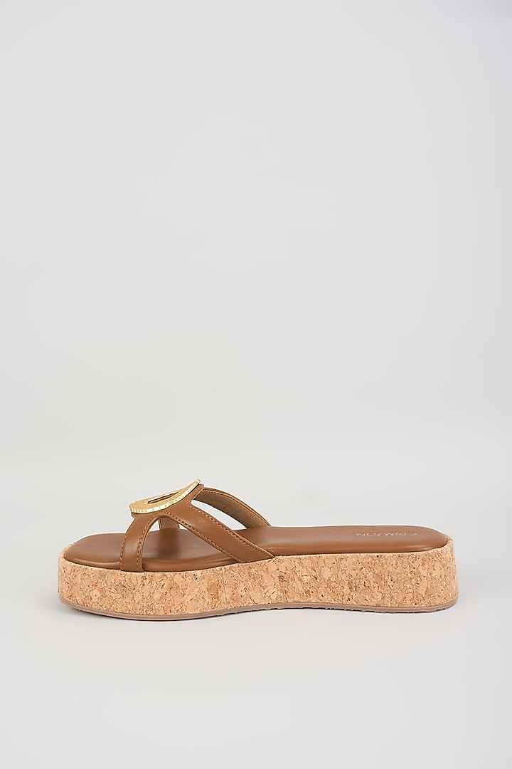 Tan Faux Leather Platform Heels by Crimzon at Pernia's Pop Up Shop