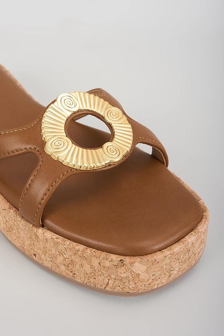 Tan Faux Leather Platform Heels by Crimzon at Pernia's Pop Up Shop
