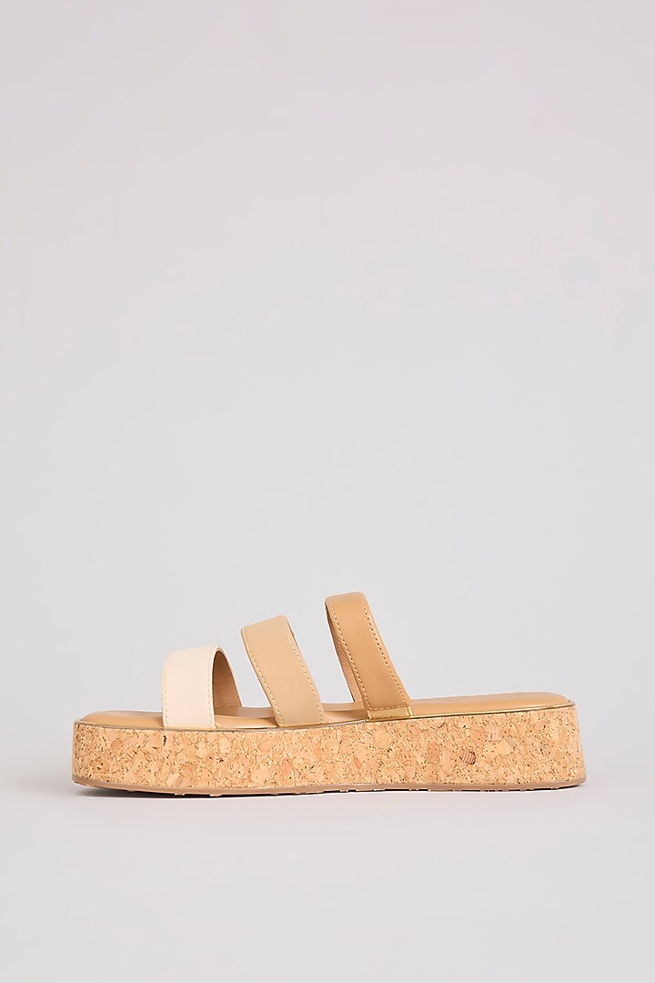 Beige Faux Leather Heels by Crimzon at Pernia's Pop Up Shop