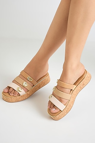 Beige Faux Leather Heels by Crimzon