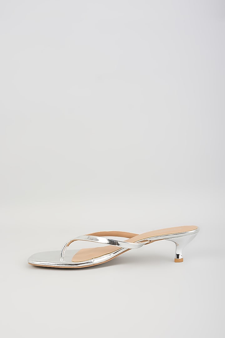 Silver Faux Leather Heels by Crimzon at Pernia's Pop Up Shop