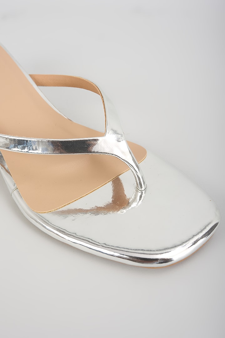 Silver Faux Leather Heels by Crimzon at Pernia's Pop Up Shop