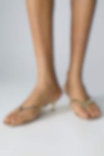 Gold Faux Leather Heels by Crimzon at Pernia's Pop Up Shop