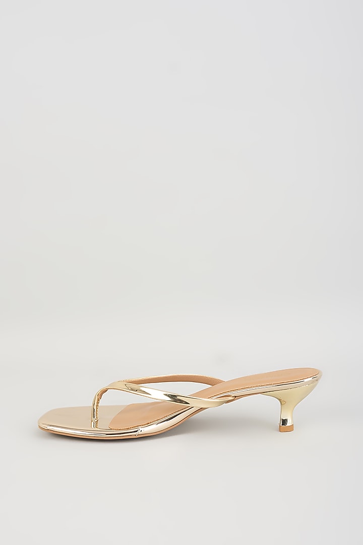 Gold Faux Leather Heels by Crimzon at Pernia's Pop Up Shop