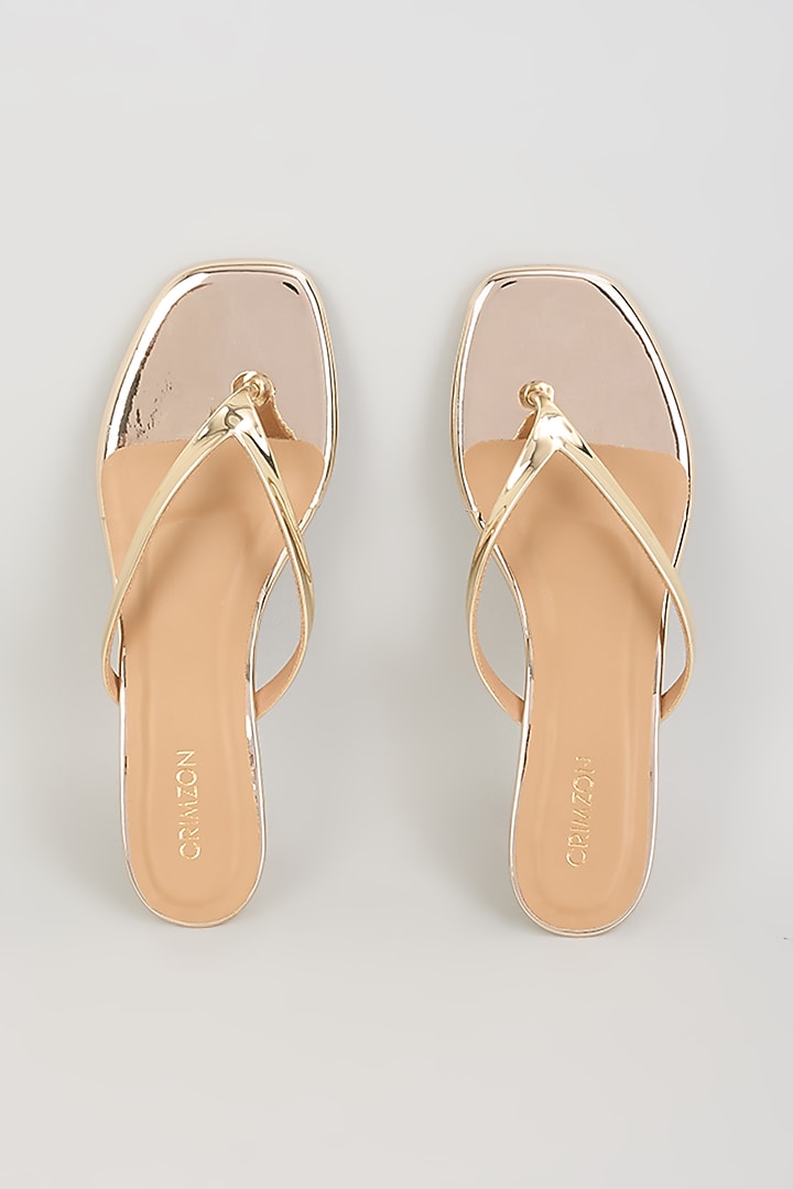 Gold Faux Leather Heels by Crimzon at Pernia's Pop Up Shop