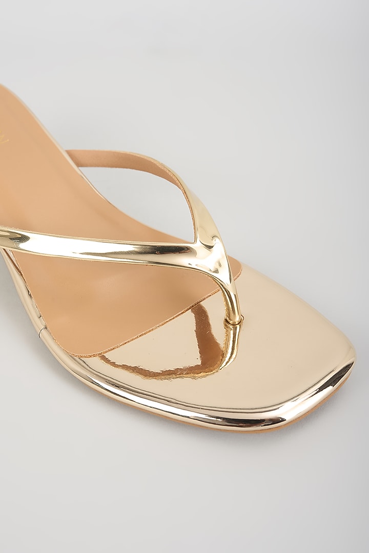 Gold Faux Leather Heels by Crimzon at Pernia's Pop Up Shop