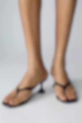 Burgundy Faux Leather Heels by Crimzon at Pernia's Pop Up Shop