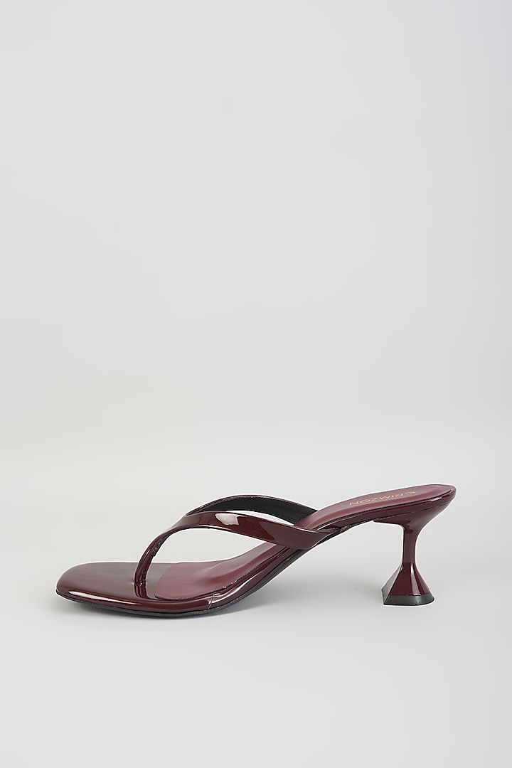 Burgundy Faux Leather Heels by Crimzon at Pernia's Pop Up Shop