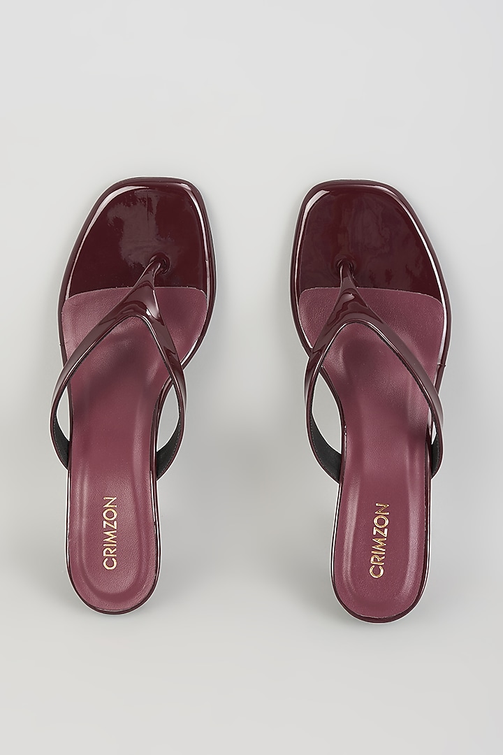 Burgundy Faux Leather Heels by Crimzon at Pernia's Pop Up Shop