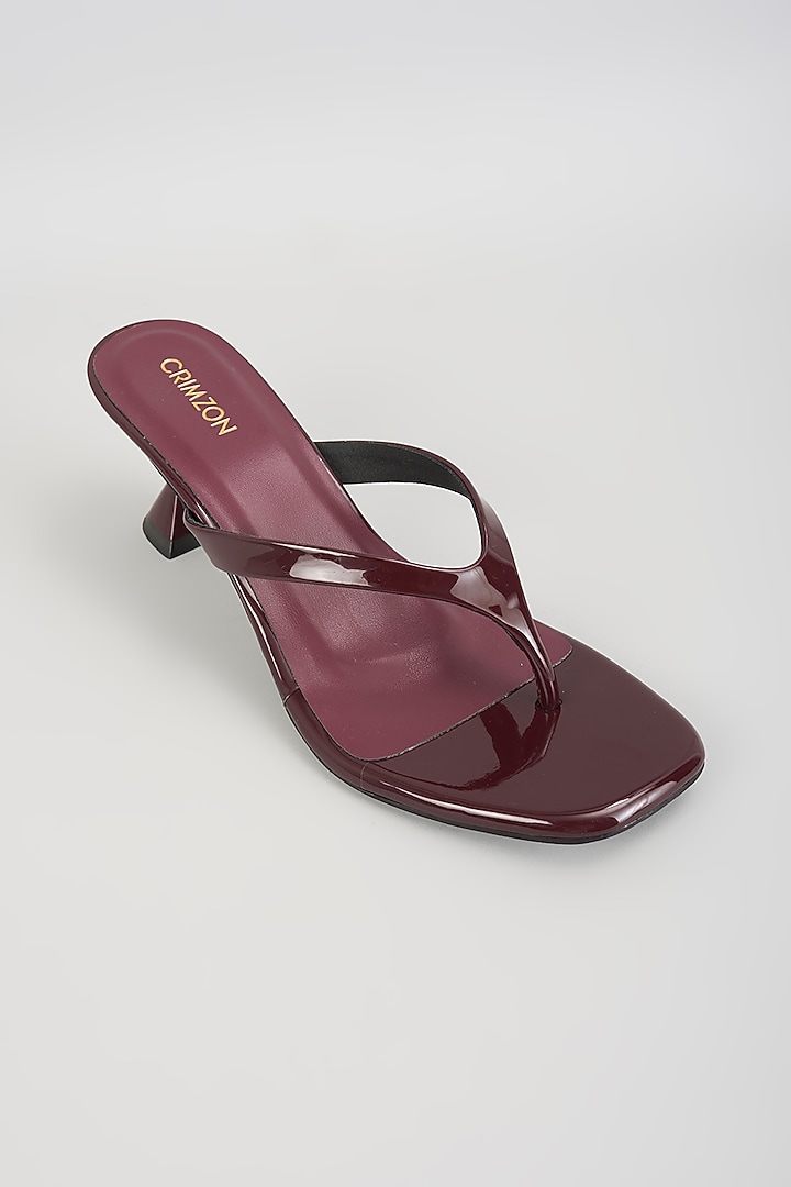 Burgundy Faux Leather Heels by Crimzon at Pernia's Pop Up Shop