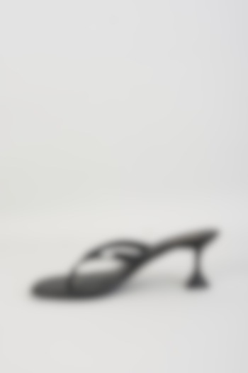 Black Faux Leather Heels by Crimzon at Pernia's Pop Up Shop