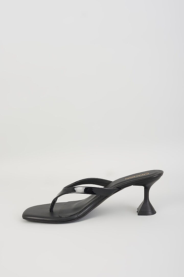 Black Faux Leather Heels by Crimzon at Pernia's Pop Up Shop