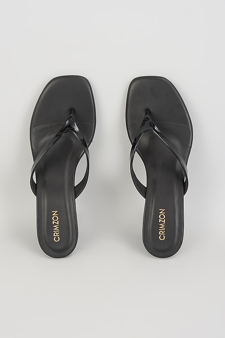 Black Faux Leather Heels by Crimzon at Pernia's Pop Up Shop