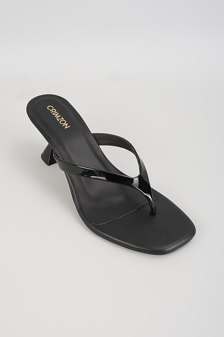 Black Faux Leather Heels by Crimzon at Pernia's Pop Up Shop