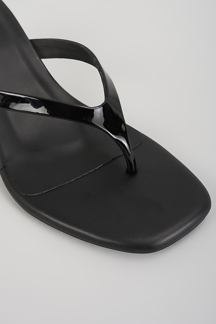 Black Faux Leather Heels by Crimzon at Pernia's Pop Up Shop