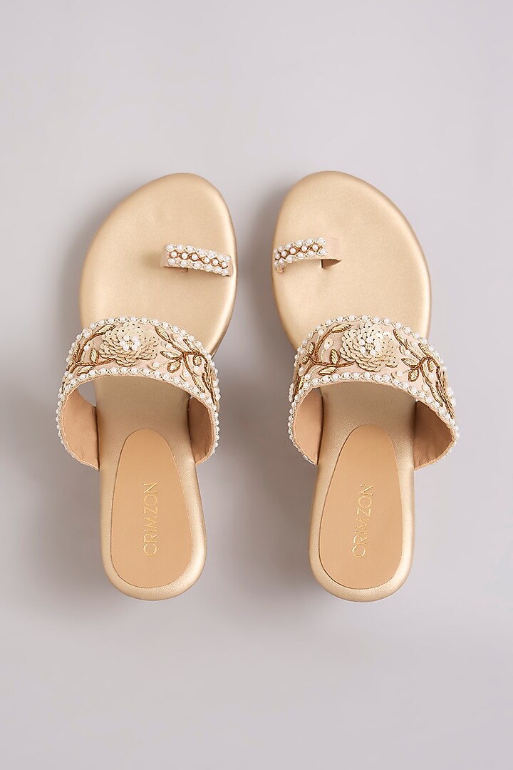 Gold Faux Leather Heels by Crimzon at Pernia's Pop Up Shop