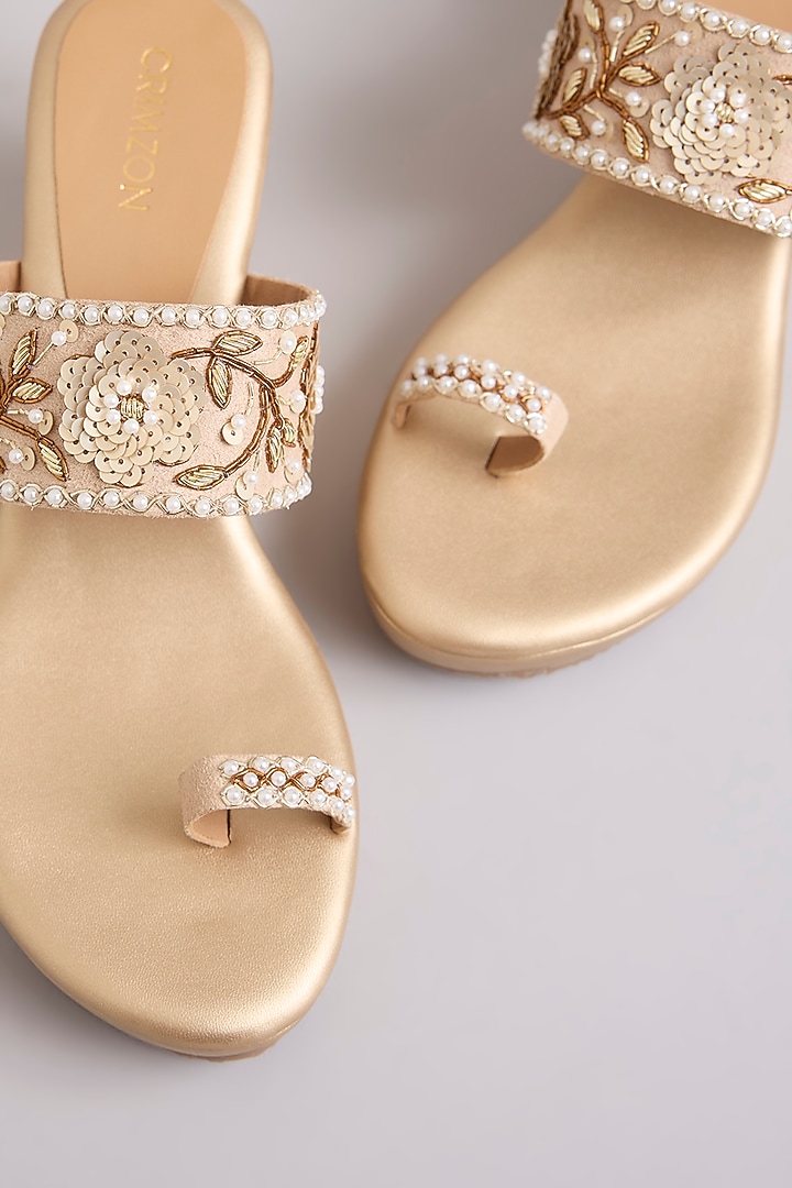Gold Faux Leather Heels by Crimzon at Pernia's Pop Up Shop