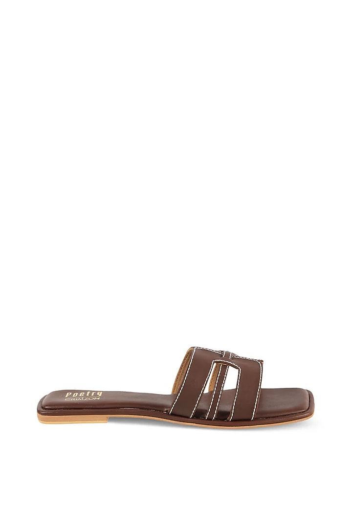 Brown Faux Leather Slip-On Flats by Crimzon at Pernia's Pop Up Shop