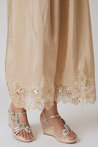 Gold Faux Leather Heels by Crimzon
