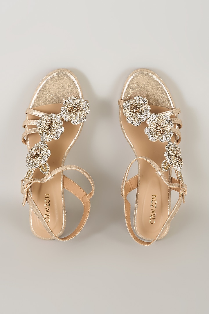 Gold Faux Leather Heels by Crimzon at Pernia's Pop Up Shop