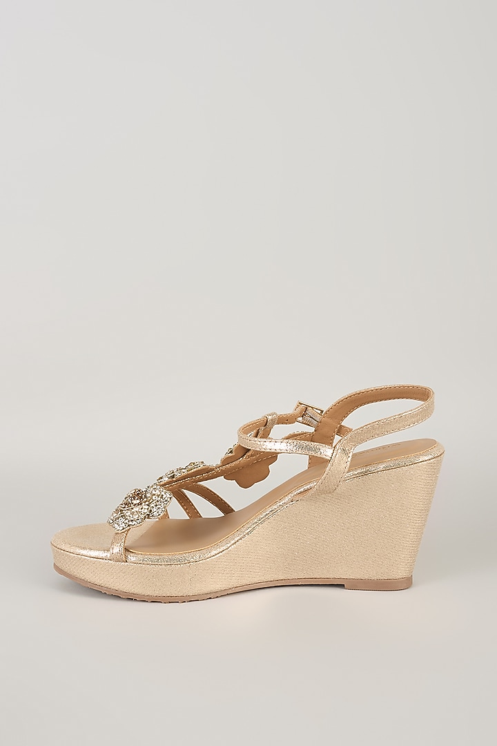 Gold Faux Leather Heels by Crimzon at Pernia's Pop Up Shop