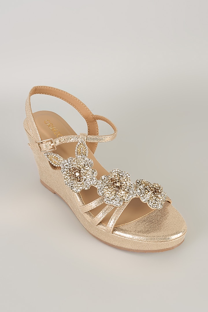 Gold Faux Leather Heels by Crimzon at Pernia's Pop Up Shop
