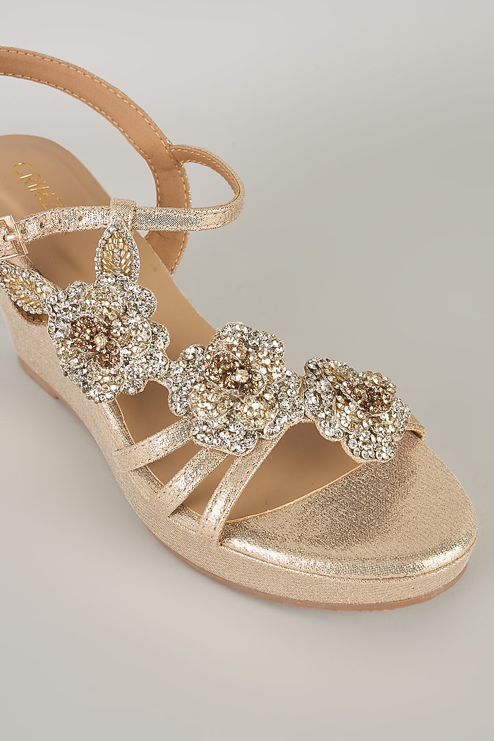 Gold Faux Leather Heels by Crimzon at Pernia's Pop Up Shop