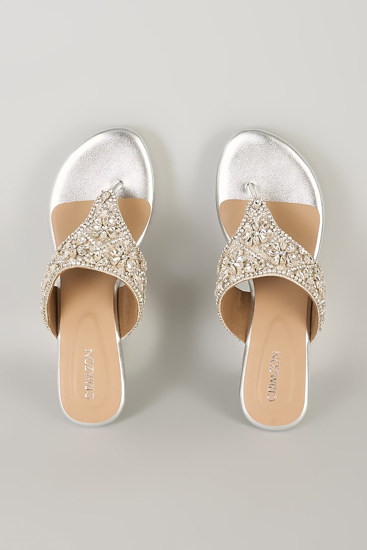 Silver Faux Leather Heels by Crimzon at Pernia's Pop Up Shop