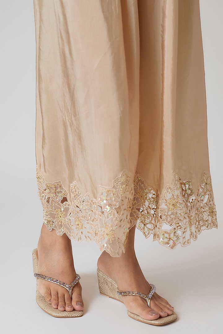 Gold Faux Leather Heels by Crimzon at Pernia's Pop Up Shop