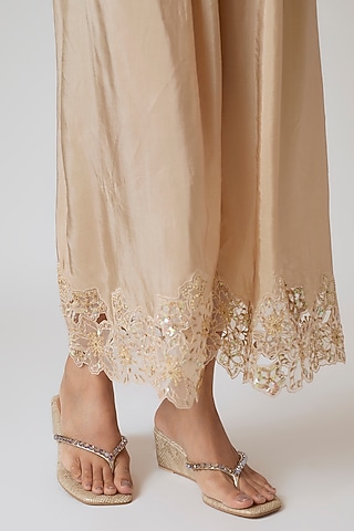 Gold Faux Leather Heels by Crimzon