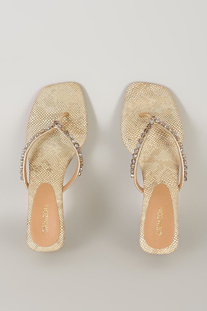 Gold Faux Leather Heels by Crimzon at Pernia's Pop Up Shop