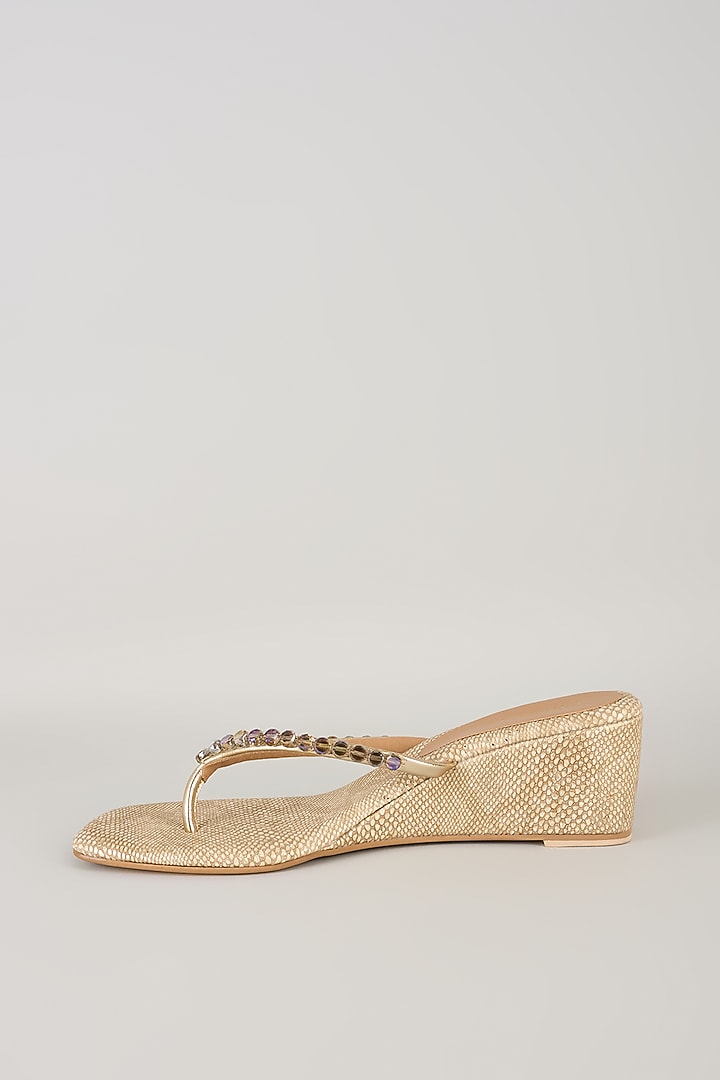 Gold Faux Leather Heels by Crimzon at Pernia's Pop Up Shop