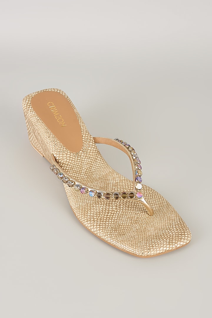 Gold Faux Leather Heels by Crimzon at Pernia's Pop Up Shop