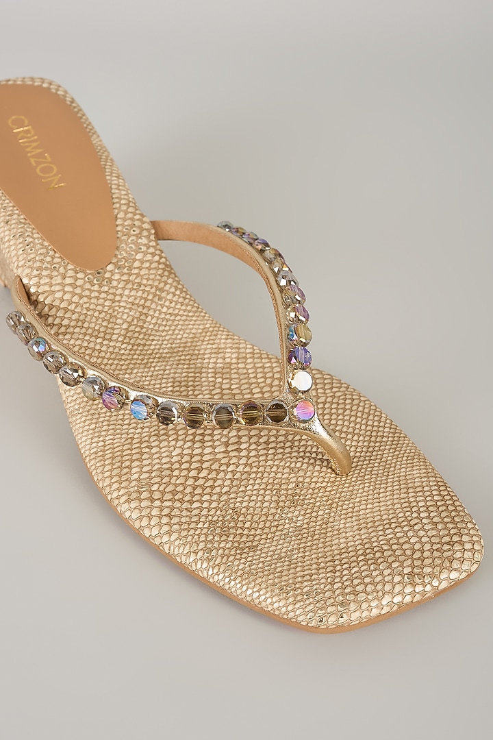 Gold Faux Leather Heels by Crimzon at Pernia's Pop Up Shop