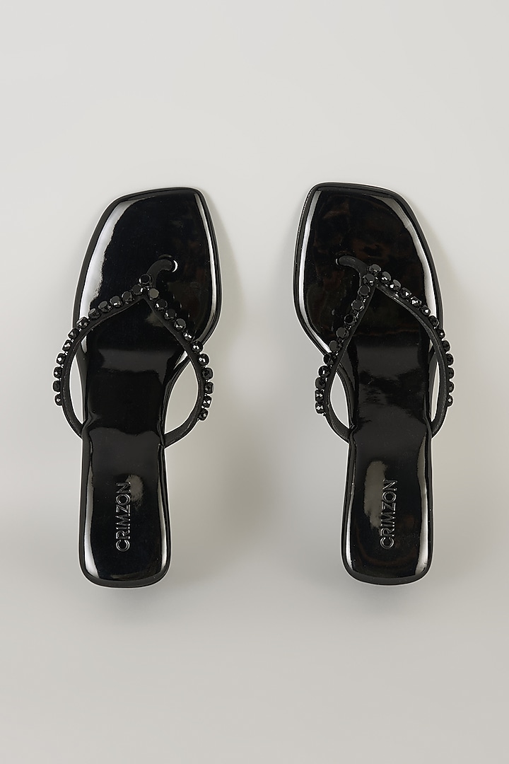 Black Faux Leather Heels by Crimzon at Pernia's Pop Up Shop
