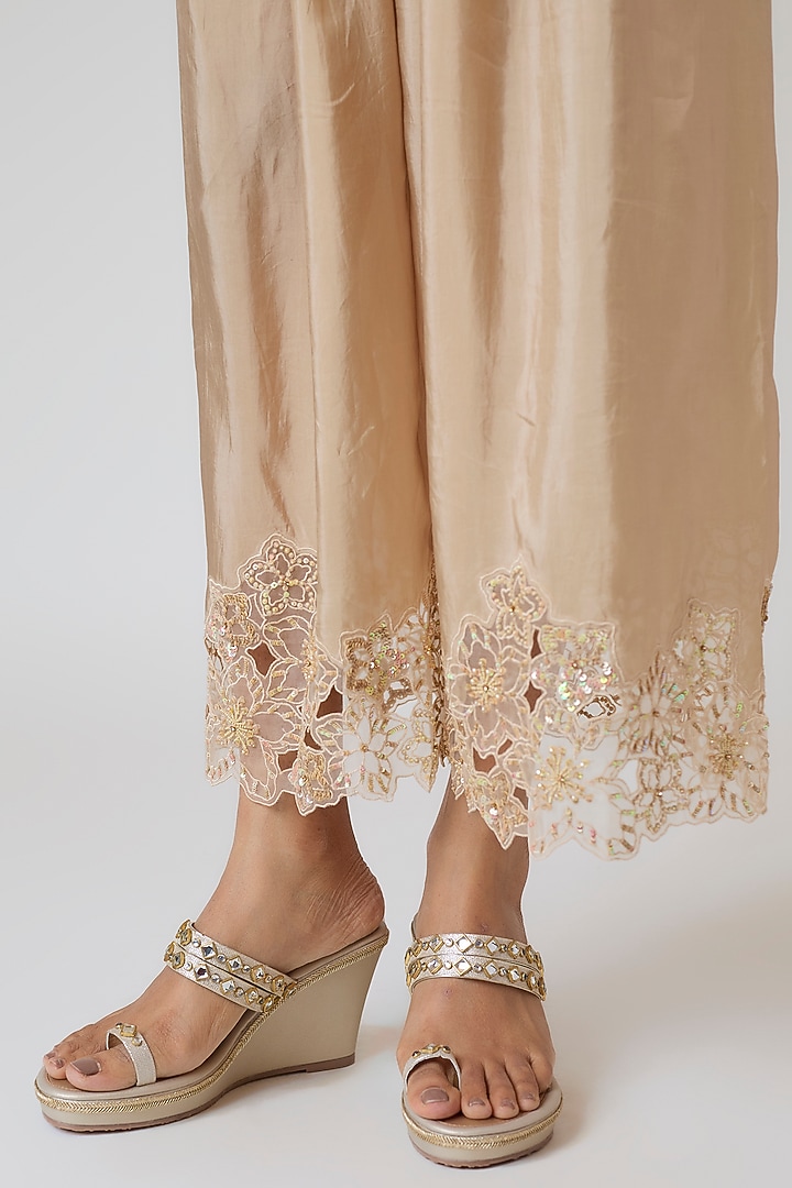 Gold Faux Leather Heels by Crimzon at Pernia's Pop Up Shop