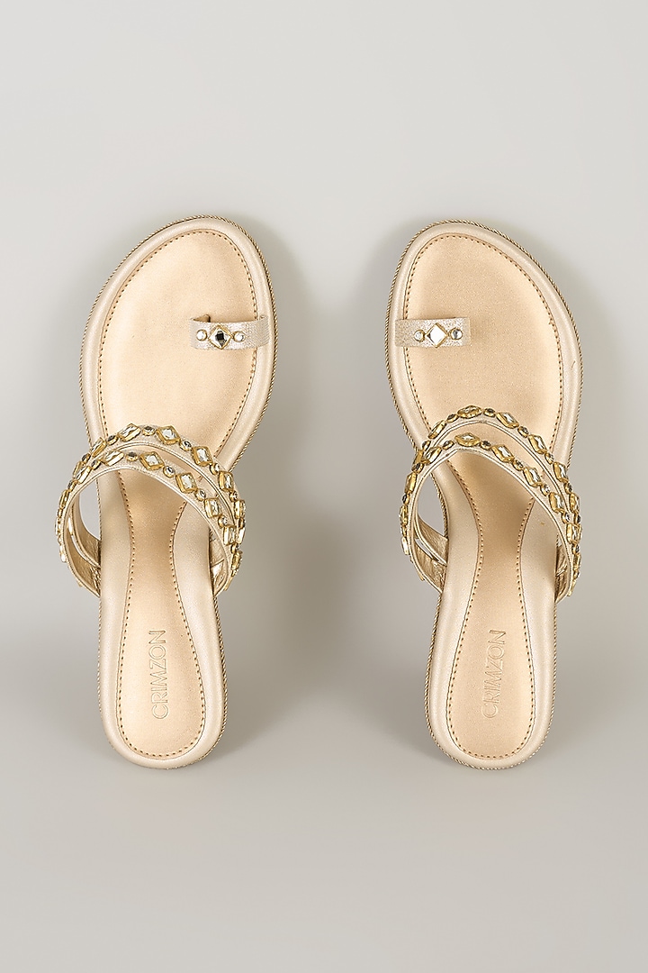Gold Faux Leather Heels by Crimzon at Pernia's Pop Up Shop