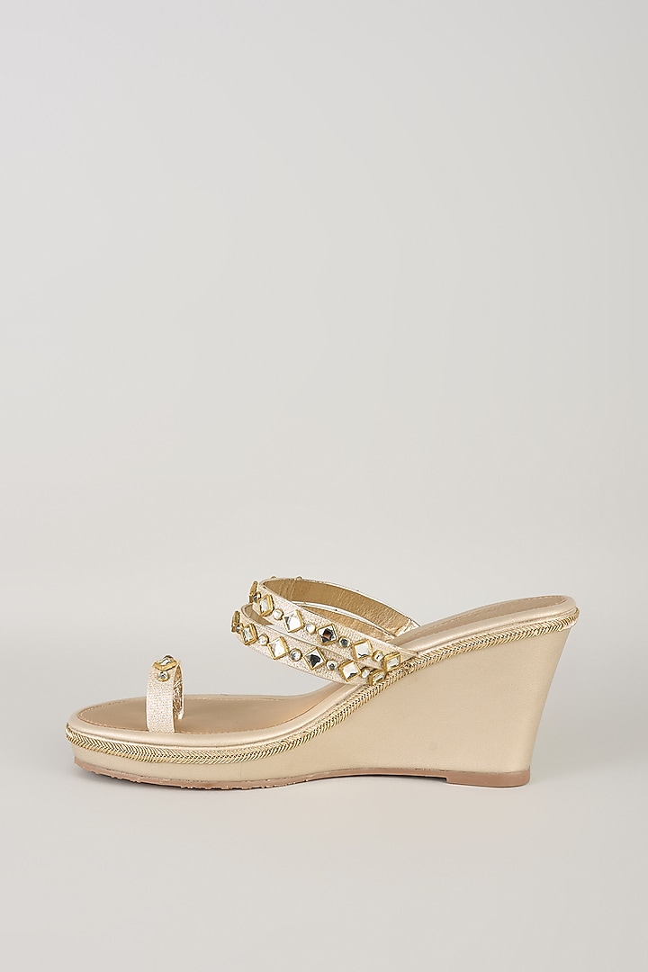 Gold Faux Leather Heels by Crimzon at Pernia's Pop Up Shop